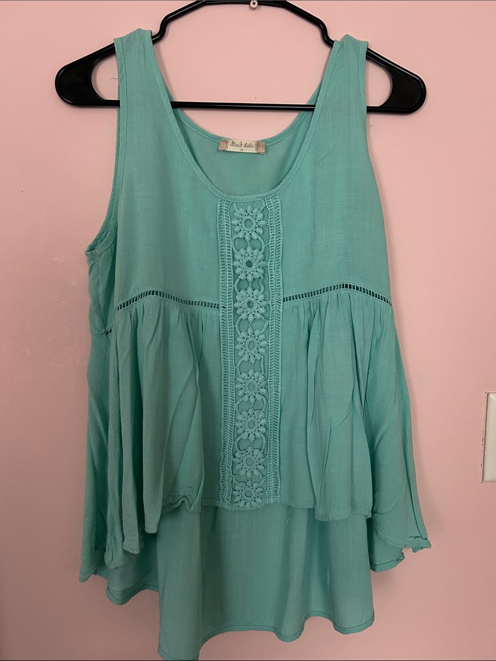 Altar'd State Mint Green Crochet-Front Sleeveless Tank